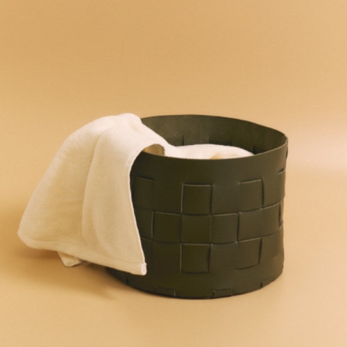 Корзина кожаная для хранения Nest Olive