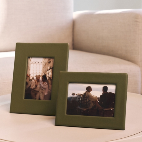 Кожаная фоторамка С Оливковая