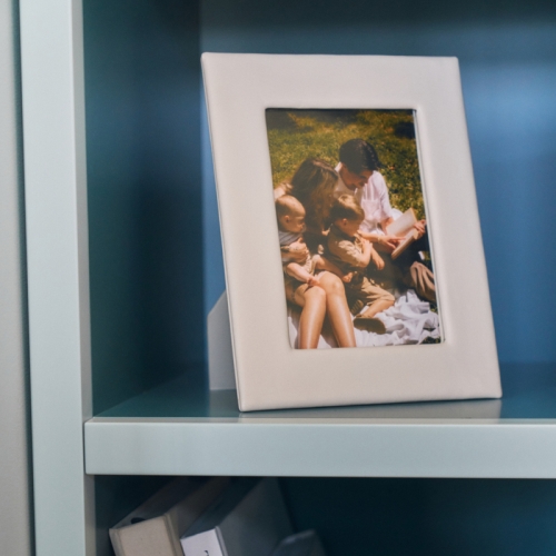 Кожаная фоторамка С Молочная